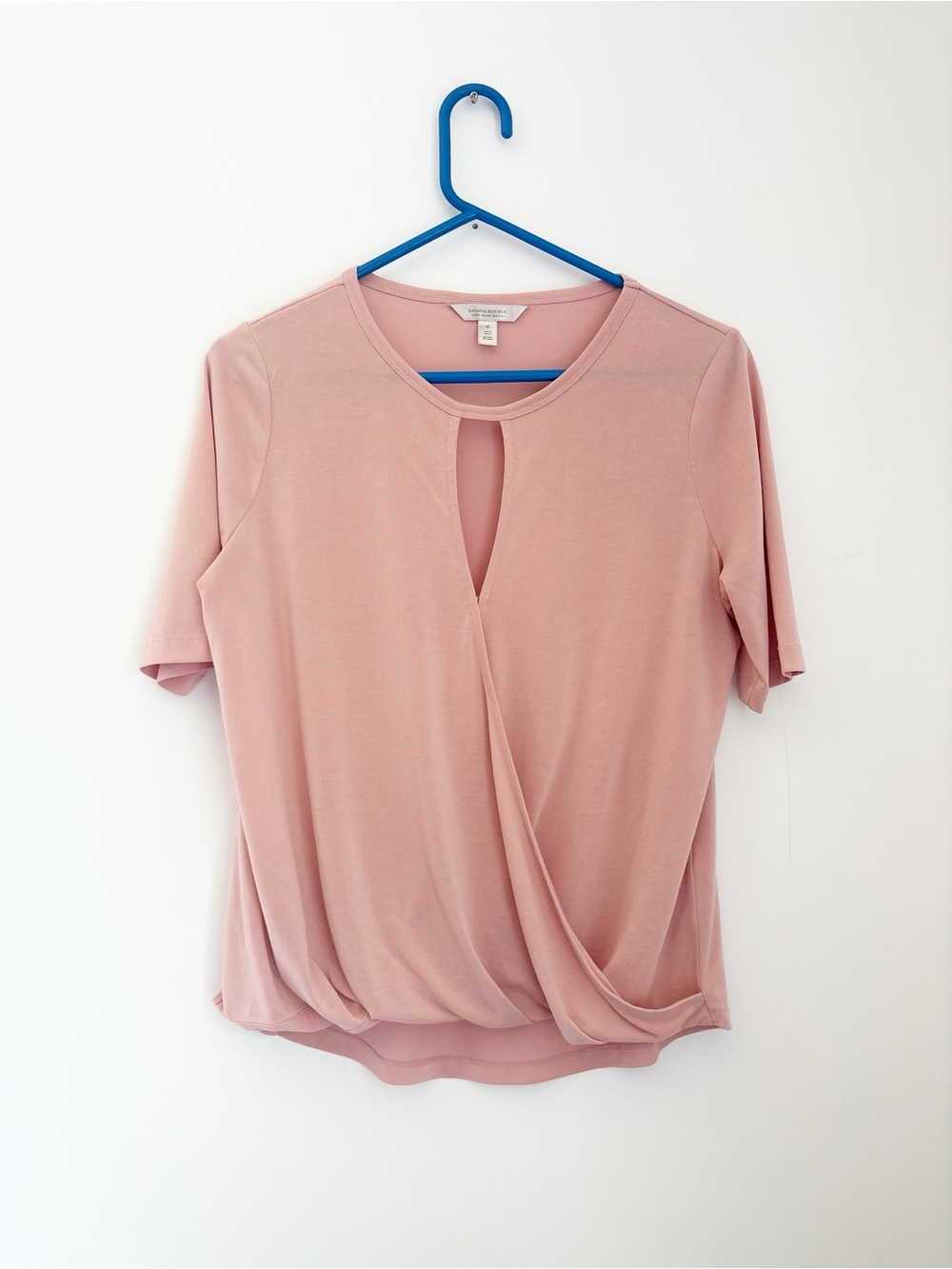 Banana Republic Sandwash Modal Draped Cross Front Knit Top in Blush Pink
